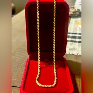 Elegant 18k Gold Rope Chain Necklace 18’